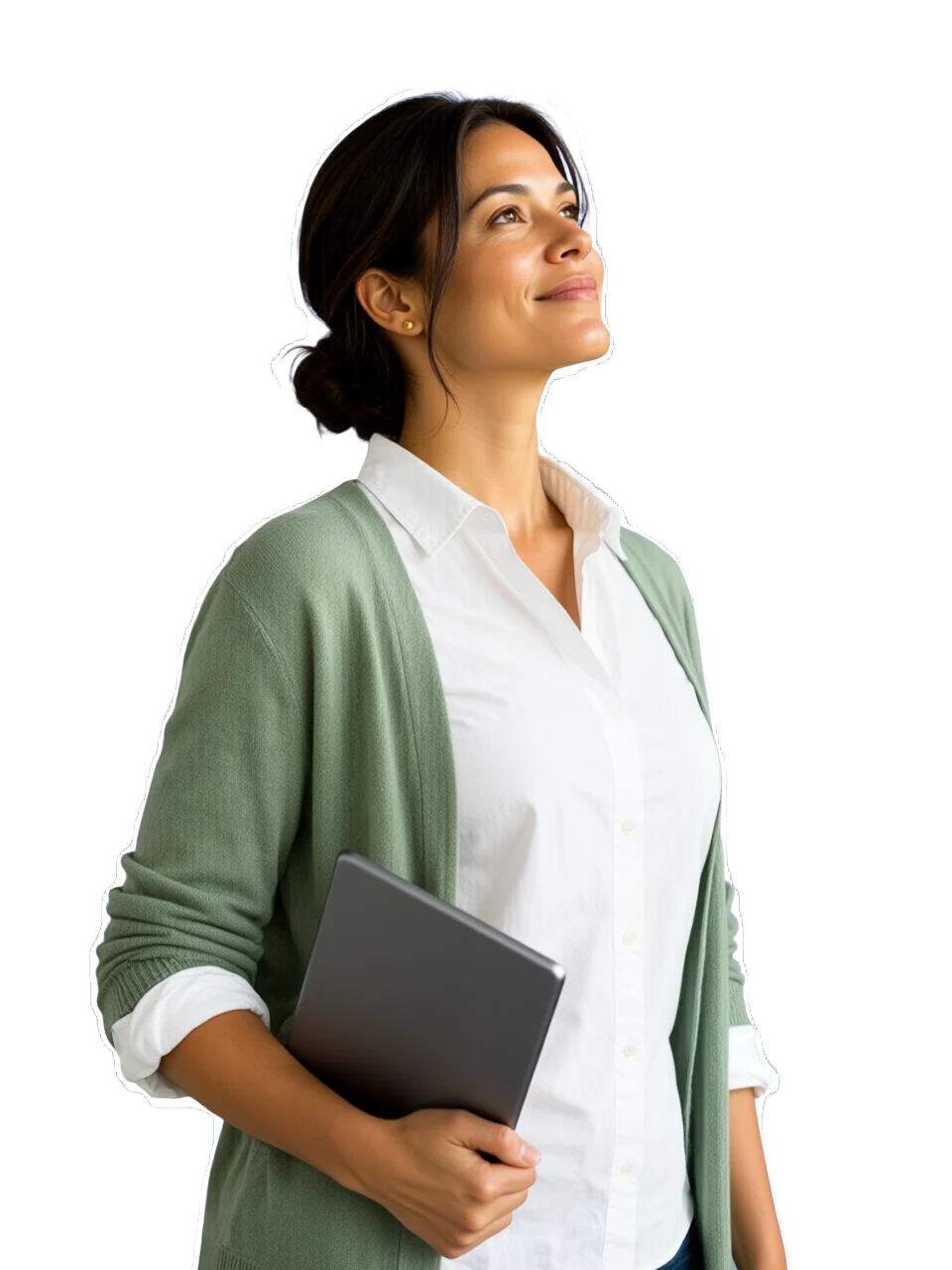 Retail analyst reviewing performance on a tablet